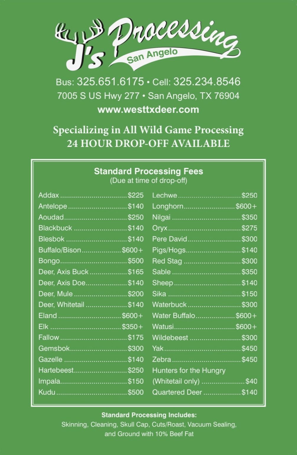 Processing J's Deer & Wild Game Processing