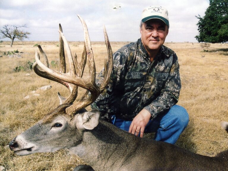 Hunter with a harvested buck, a J's Deer & Wild Game Processing customer in San Angelo, Texas