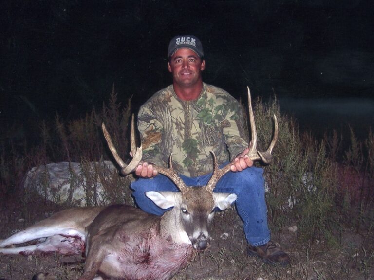 Hunter with a harvested buck, a J's Deer & Wild Game Processing customer in San Angelo, Texas